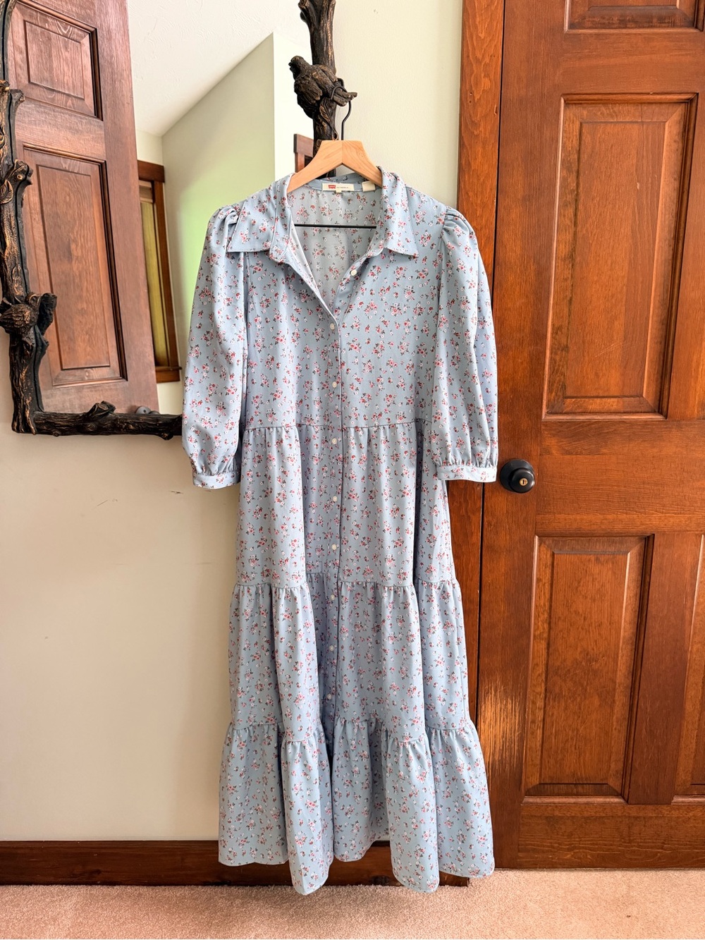 Levi's Light Blue Floral Tiered Maxi Dress